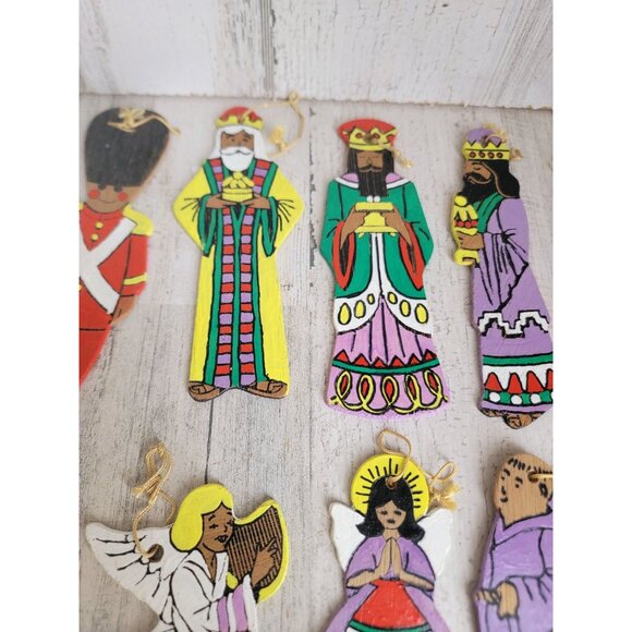 Wooden 3 kings angel tree horse solider star variety ornament Xmas set - Picture 9 of 12